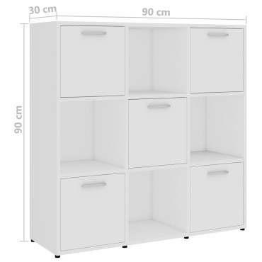 vidaXL Βιβλιοθήκη Λευκή 90x30x90cm από Επεξ. Ξύλο 1 τεμ.