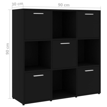 vidaXL Βιβλιοθήκη Μαύρη 90x30x90cm από Επεξ. Ξύλο 1 τεμ.