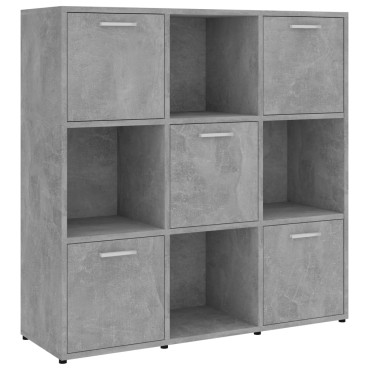 vidaXL Βιβλιοθήκη Γκρι του Σκυροδέματος 90x30x90cm Επεξ. Ξύλο 1 τεμ.