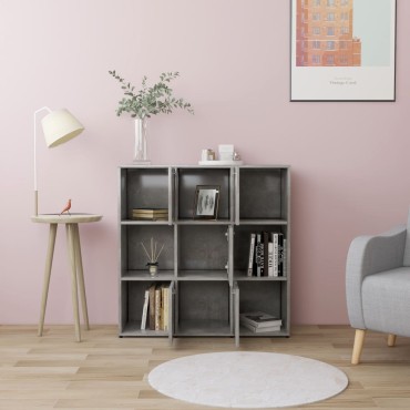 vidaXL Βιβλιοθήκη Γκρι του Σκυροδέματος 90x30x90cm Επεξ. Ξύλο 1 τεμ.