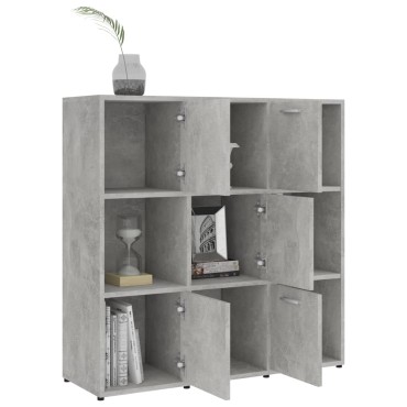 vidaXL Βιβλιοθήκη Γκρι του Σκυροδέματος 90x30x90cm Επεξ. Ξύλο 1 τεμ.
