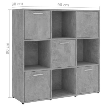 vidaXL Βιβλιοθήκη Γκρι του Σκυροδέματος 90x30x90cm Επεξ. Ξύλο 1 τεμ.