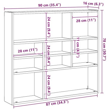 vidaXL Ραφιέρα Τοίχου Λευκή 90x16x78cm από Επεξεργασμένο Ξύλο 1 τεμ.