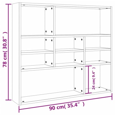 vidaXL Ραφιέρα Τοίχου Γκρι του Σκυροδέματος 90x16x78cm Μοριοσανίδα 1 τεμ.