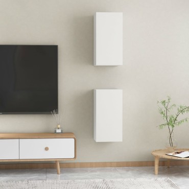 vidaXL Έπιπλα Τηλεόρασης 2 τεμ. Λευκά 30,5x30x60cm από Επεξ. Ξύλο
