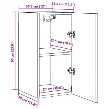 vidaXL Έπιπλο Τηλεόρασης Γκρι 30,5x30x60cm από Επεξ. Ξύλο