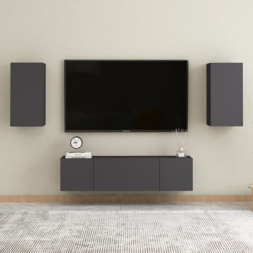 vidaXL Έπιπλα Τηλεόρασης 2 τεμ. Γκρι 30,5x30x60cm Επεξ. Ξύλο