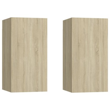 vidaXL Έπιπλα Τηλεόρασης 2 τεμ. Δρυς 30,5x30x60cm από Επεξ. Ξύλο