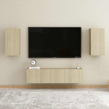vidaXL Έπιπλα Τηλεόρασης 2 τεμ. Δρυς 30,5x30x60cm από Επεξ. Ξύλο