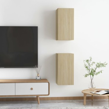 vidaXL Έπιπλα Τηλεόρασης 2 τεμ. Δρυς 30,5x30x60cm από Επεξ. Ξύλο