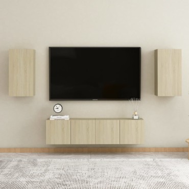 vidaXL Έπιπλα Τηλεόρασης 2 τεμ. Δρυς 30,5x30x60cm από Επεξ. Ξύλο