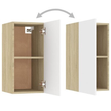 vidaXL Έπιπλο Τηλεόρασης Λευκό & Sonoma Δρυς 30,5x30x60cm Επεξ. Ξύλο