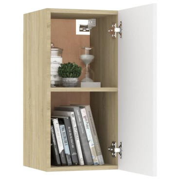 vidaXL Έπιπλο Τηλεόρασης Λευκό & Sonoma Δρυς 30,5x30x60cm Επεξ. Ξύλο