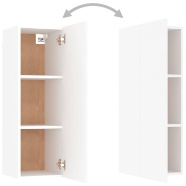 vidaXL Έπιπλα Τηλεόρασης 2 τεμ. Λευκά 30,5x30x90cm από Επεξ. Ξύλο