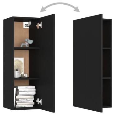 vidaXL Έπιπλο Τηλεόρασης Μαύρο 30,5x30x90cm από Επεξ. Ξύλο