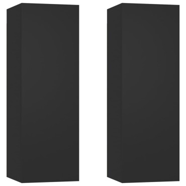 vidaXL Έπιπλα Τηλεόρασης 2 τεμ. Μαύρα 30,5x30x90cm από Επεξ. Ξύλο