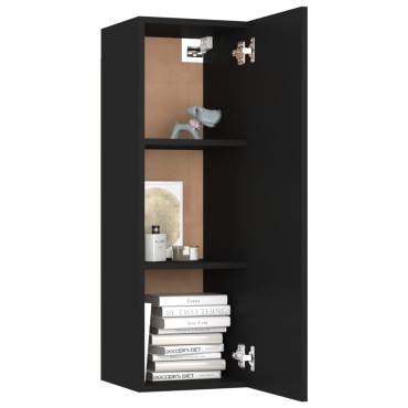 vidaXL Έπιπλα Τηλεόρασης 2 τεμ. Μαύρα 30,5x30x90cm από Επεξ. Ξύλο