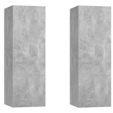vidaXL Έπιπλα Τηλεόρασης 2 τεμ. Γκρι Σκυρ. 30,5x30x90cm από Επεξ. Ξύλο