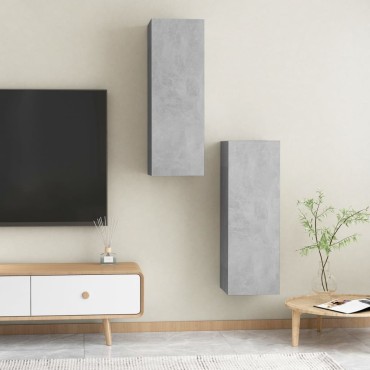 vidaXL Έπιπλα Τηλεόρασης 2 τεμ. Γκρι Σκυρ. 30,5x30x90cm από Επεξ. Ξύλο