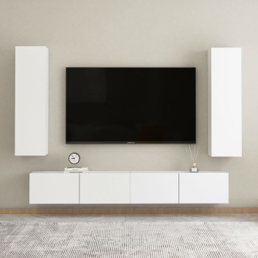 vidaXL Έπιπλο Τηλεόρασης Λευκό 30,5x30x110cm από Επεξ. Ξύλο