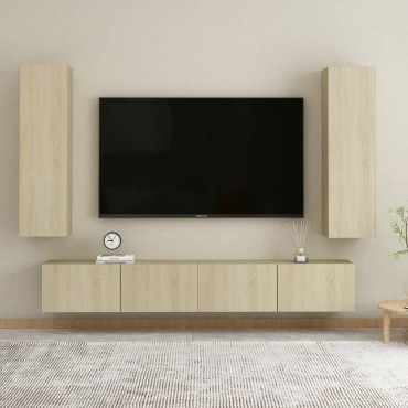 vidaXL Έπιπλο Τηλεόρασης Sonoma Δρυς 30,5x30x110cm από Επεξ. Ξύλο
