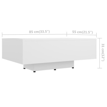 vidaXL Τραπεζάκι Σαλονιού Λευκό 85x55x31cm από Επεξ. Ξύλο 1 τεμ.