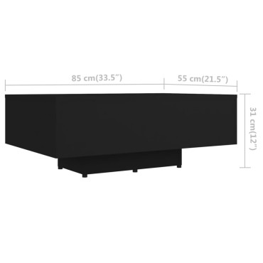 vidaXL Τραπεζάκι Σαλονιού Μαύρο 85x55x31cm από Επεξ. Ξύλο 1 τεμ.