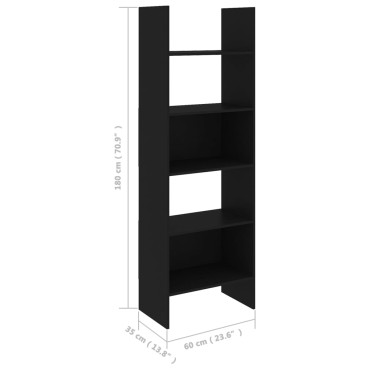 vidaXL Βιβλιοθήκη Μαύρη 60x35x180cm από Επεξ. Ξύλο 1 τεμ.