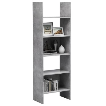 vidaXL Βιβλιοθήκη Γκρι Σκυροδέματος 60x35x180cm από Επεξ. Ξύλο 1 τεμ.