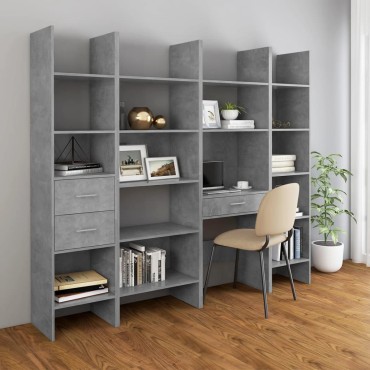 vidaXL Βιβλιοθήκη Γκρι Σκυροδέματος 60x35x180cm από Επεξ. Ξύλο 1 τεμ.