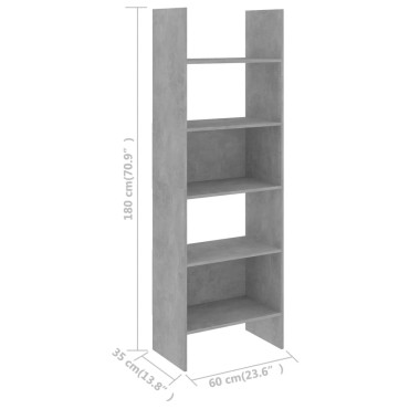 vidaXL Βιβλιοθήκη Γκρι Σκυροδέματος 60x35x180cm από Επεξ. Ξύλο 1 τεμ.