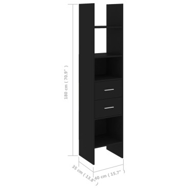 vidaXL Βιβλιοθήκη Μαύρη 40x35x180cm από Επεξ. Ξύλο 1 τεμ.