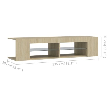 vidaXL Έπιπλο Τηλεόρασης με LED Sonoma Δρυς 135x39x30cm