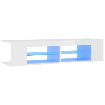 vidaXL Έπιπλο Τηλεόρασης με LED Γυαλιστερό Λευκό 135x39x30cm