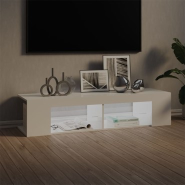 vidaXL Έπιπλο Τηλεόρασης με LED Γυαλιστερό Λευκό 135x39x30cm