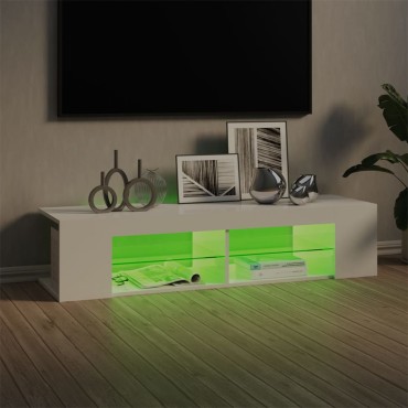 vidaXL Έπιπλο Τηλεόρασης με LED Γυαλιστερό Λευκό 135x39x30cm