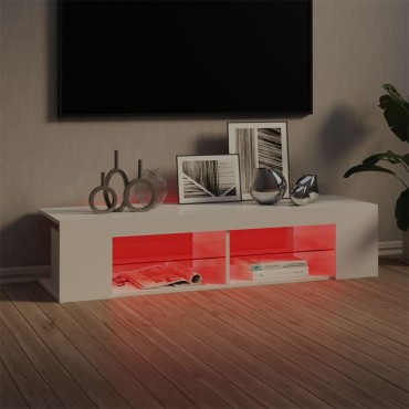 vidaXL Έπιπλο Τηλεόρασης με LED Γυαλιστερό Λευκό 135x39x30cm