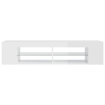 vidaXL Έπιπλο Τηλεόρασης με LED Γυαλιστερό Λευκό 135x39x30cm