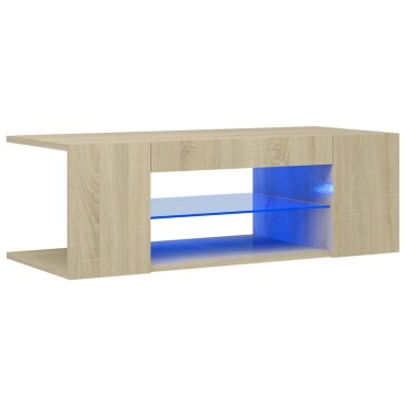 vidaXL Έπιπλο Τηλεόρασης με LED Sonoma Δρυς 90x39x30cm