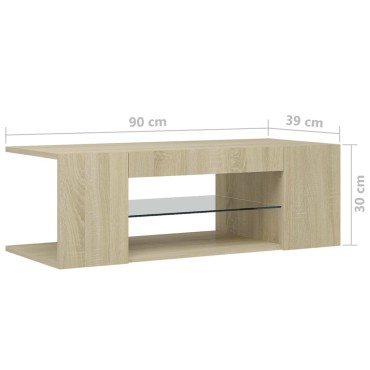 vidaXL Έπιπλο Τηλεόρασης με LED Sonoma Δρυς 90x39x30cm