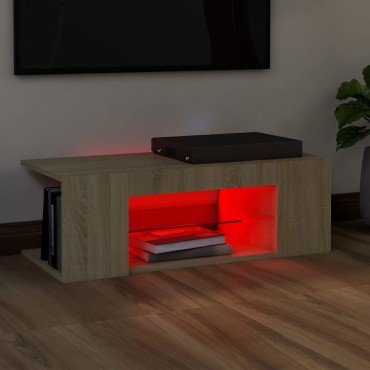 vidaXL Έπιπλο Τηλεόρασης με LED Sonoma Δρυς 90x39x30cm