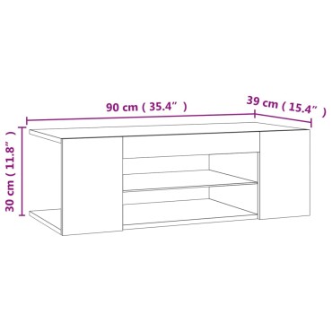 vidaXL Έπιπλο Τηλεόρασης με LED Γκρι Σκυροδέματος 90x39x30cm