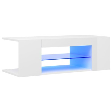 vidaXL Έπιπλο Τηλεόρασης με LED Γυαλιστερό Λευκό 90x39x30cm