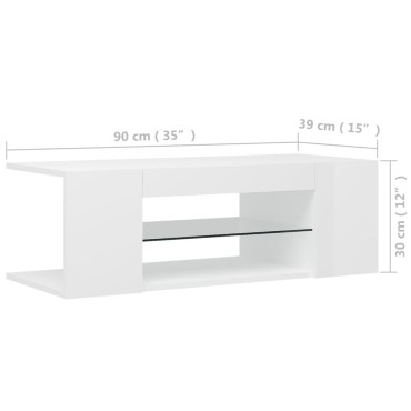 vidaXL Έπιπλο Τηλεόρασης με LED Γυαλιστερό Λευκό 90x39x30cm