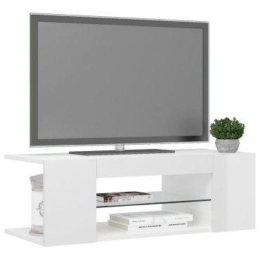 vidaXL Έπιπλο Τηλεόρασης με LED Γυαλιστερό Λευκό 90x39x30cm