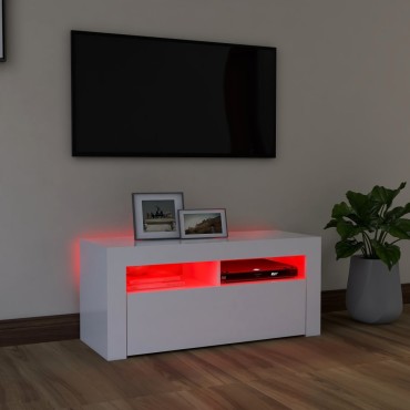 vidaXL Έπιπλο Τηλεόρασης με LED Λευκό 90 x 35 x 40 εκ.
