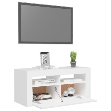 vidaXL Έπιπλο Τηλεόρασης με LED Λευκό 90 x 35 x 40 εκ.