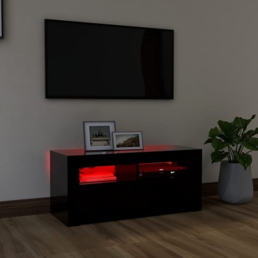 vidaXL Έπιπλο Τηλεόρασης με LED Μαύρο 90 x 35 x 40 εκ.