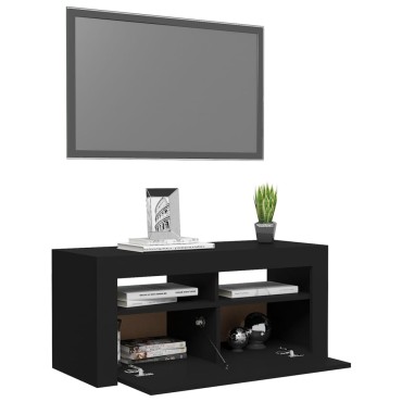 vidaXL Έπιπλο Τηλεόρασης με LED Μαύρο 90 x 35 x 40 εκ.