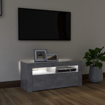 vidaXL Έπιπλο Τηλεόρασης με LED Γκρι Σκυροδέματος 90x35x40cm